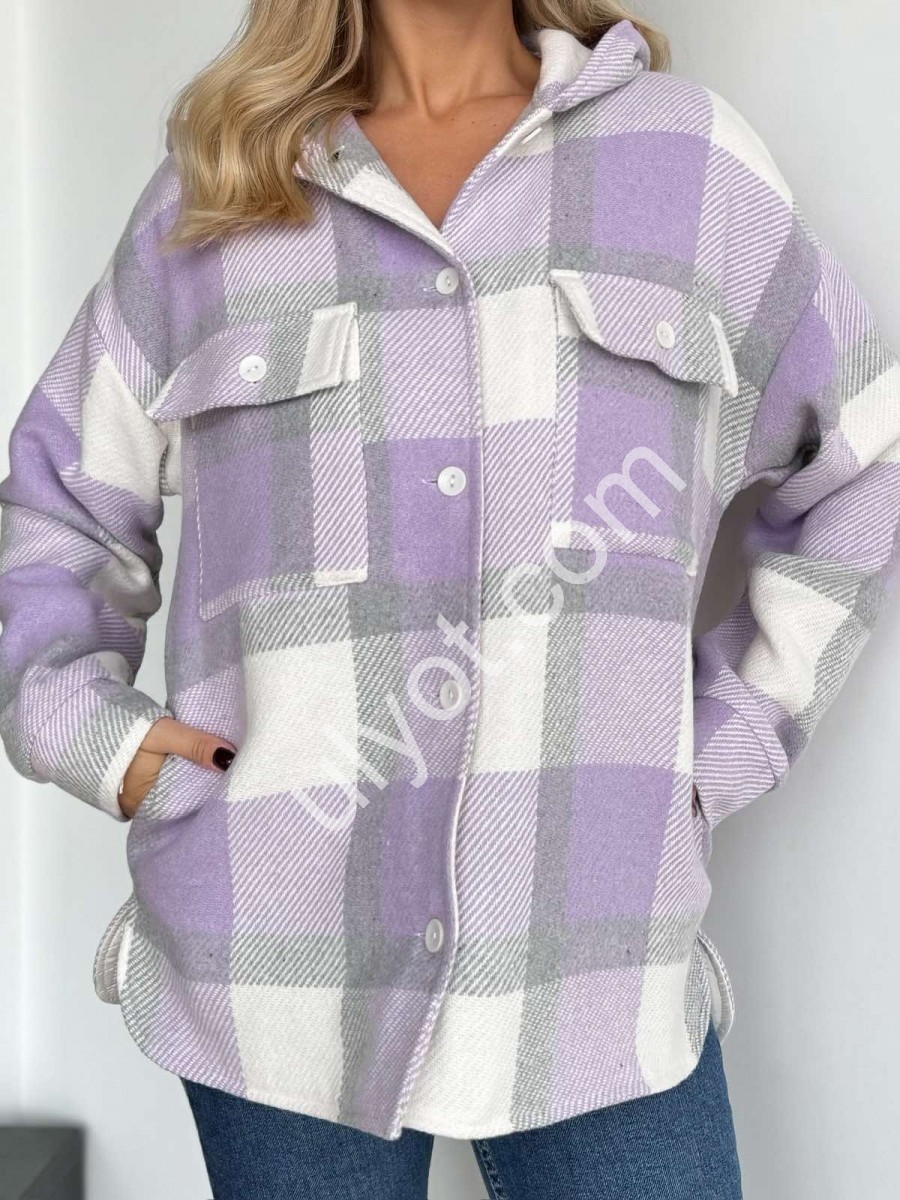 КУРТКА-РУБАШКА (42-48) БЕЛЫЙ+ЛАВАНДА 224