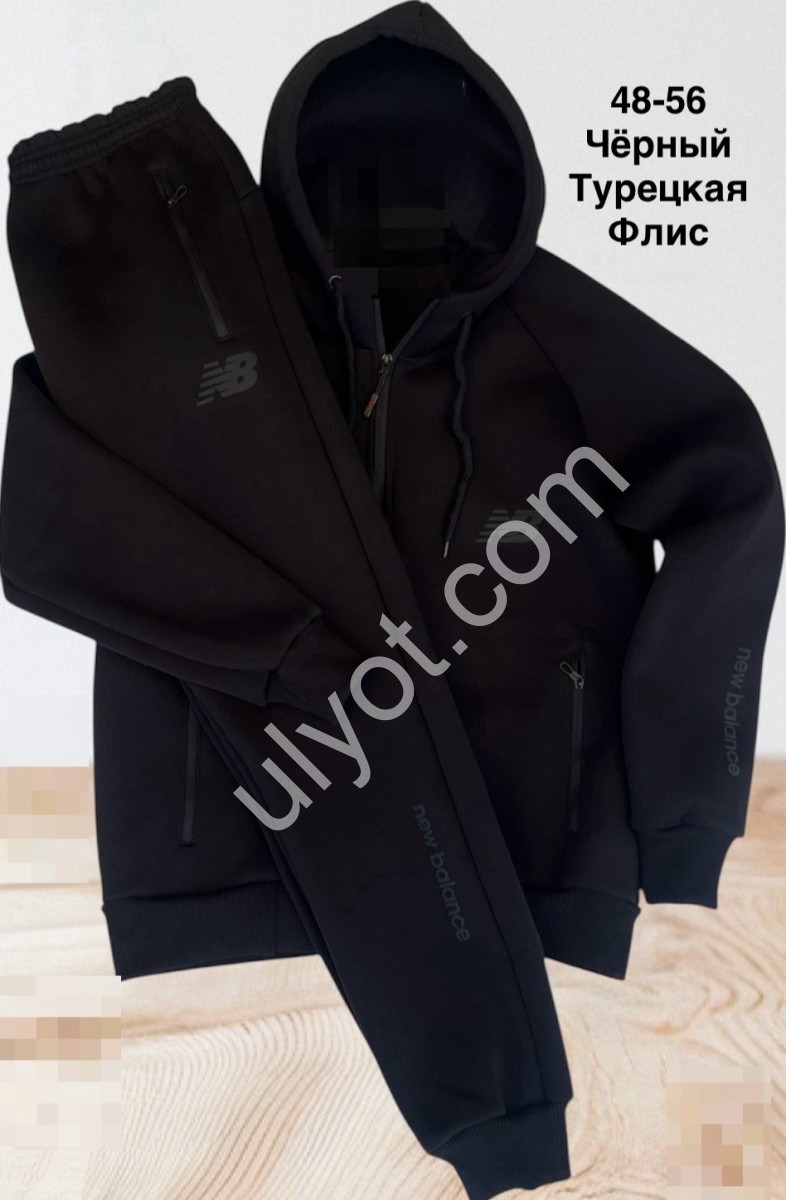 СПОРТ.КОСТЮМ NB02 (48-56) ФЛИС МАНЖЕТ ЧЕРНЫЙ 