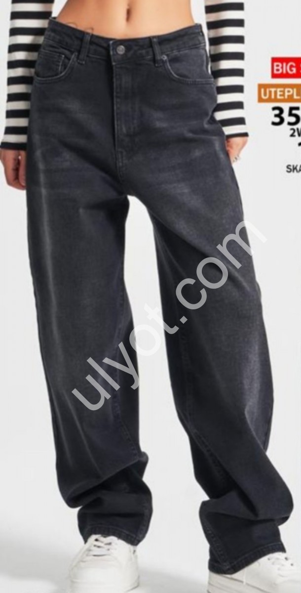 ДЖИНСЫ IT'S BASIC (38-48) БАЙКА ГРАФИТ 3596/2w4/1