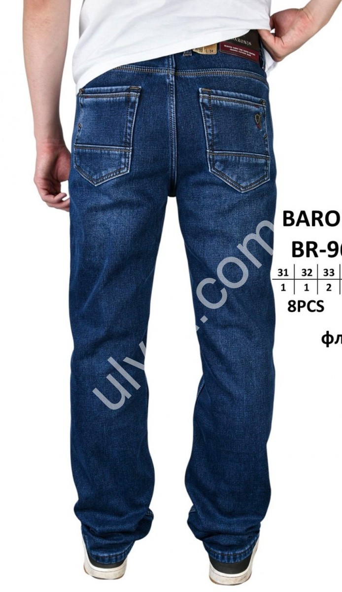 ДЖИНСЫ BARON (31-38) ФЛИС Т.СИНИЙ BR9603F