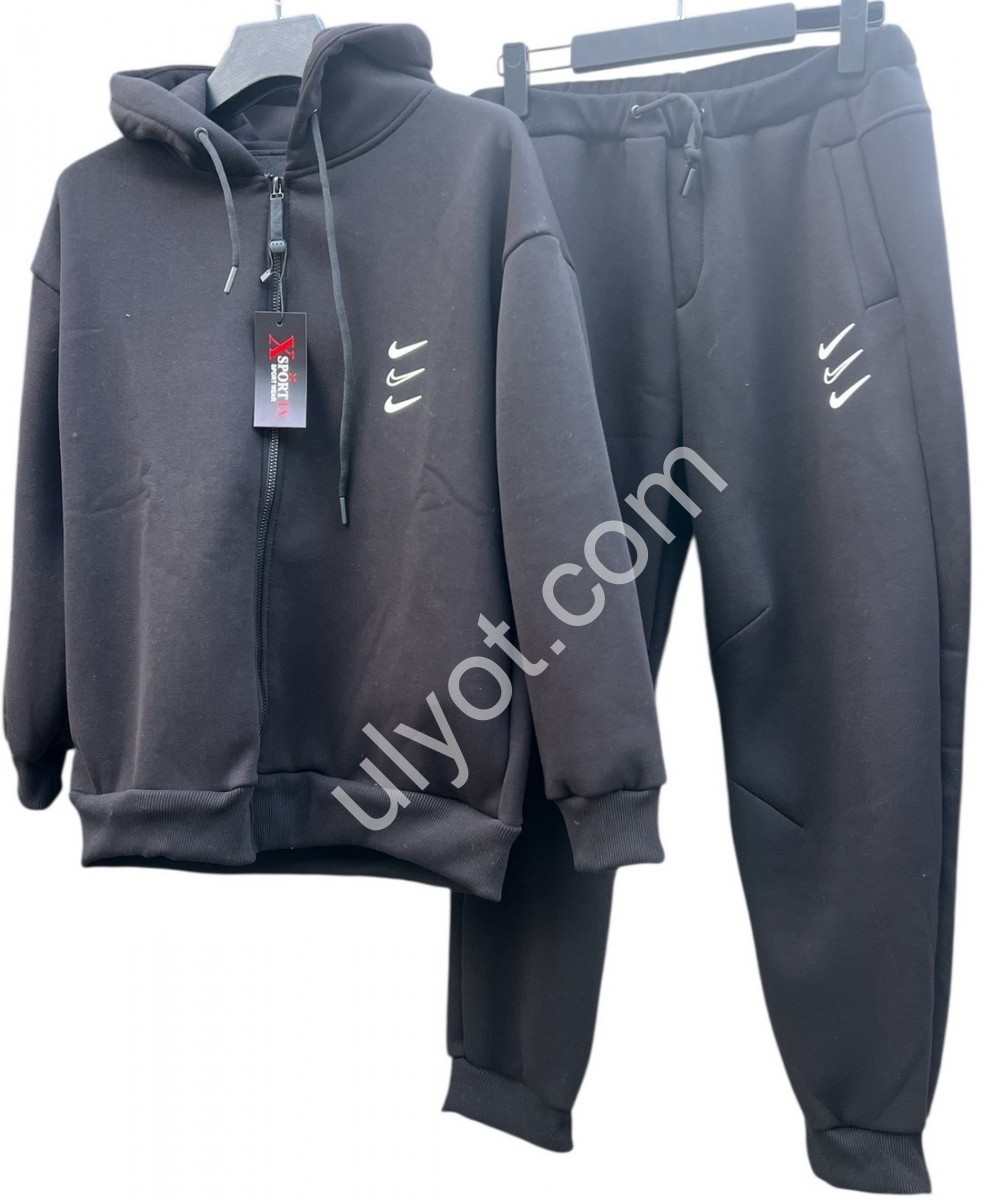 СПОРТ.КОСТЮМ N02 (48-56) ФЛИС МАНЖЕТ ЧЕРНЫЙ 