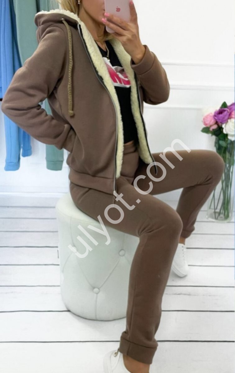 КОСТЮМ (42/44-46/48) ШОКОЛАД ОВЧИНА+ФЛИС 2463