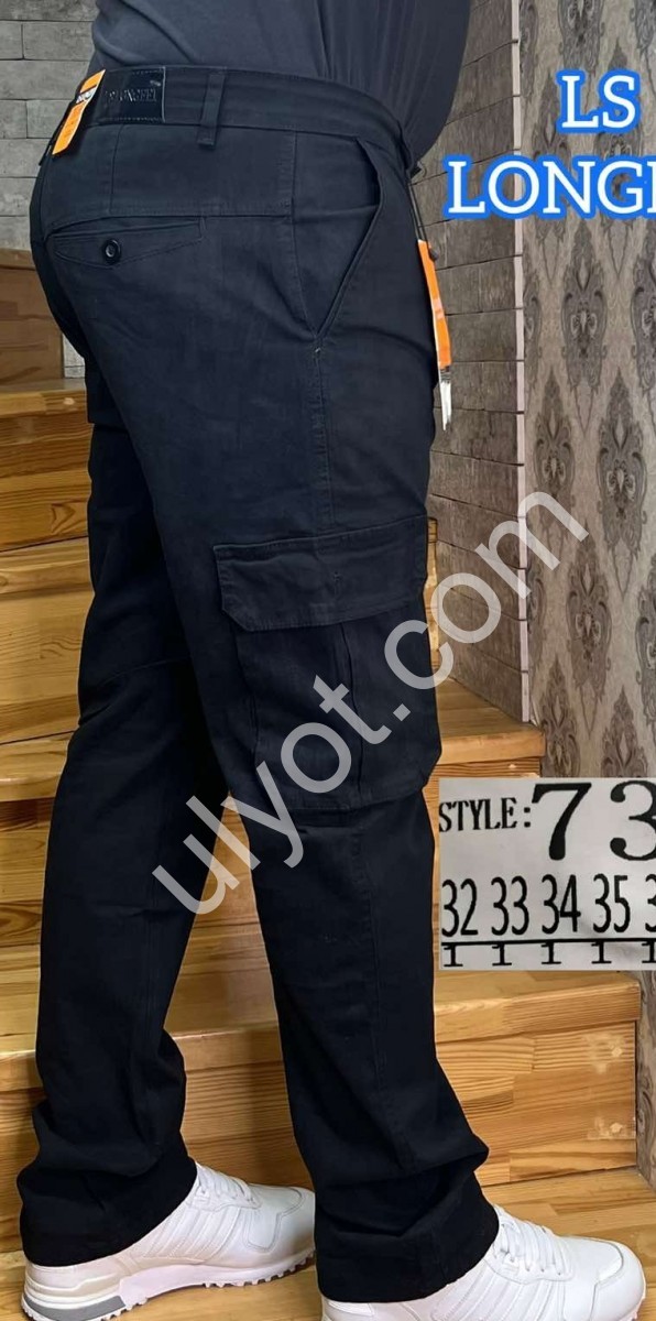 БРЮКИ LONGFEI (32-42) КАРГО ЧЕРНЫЙ 734D
