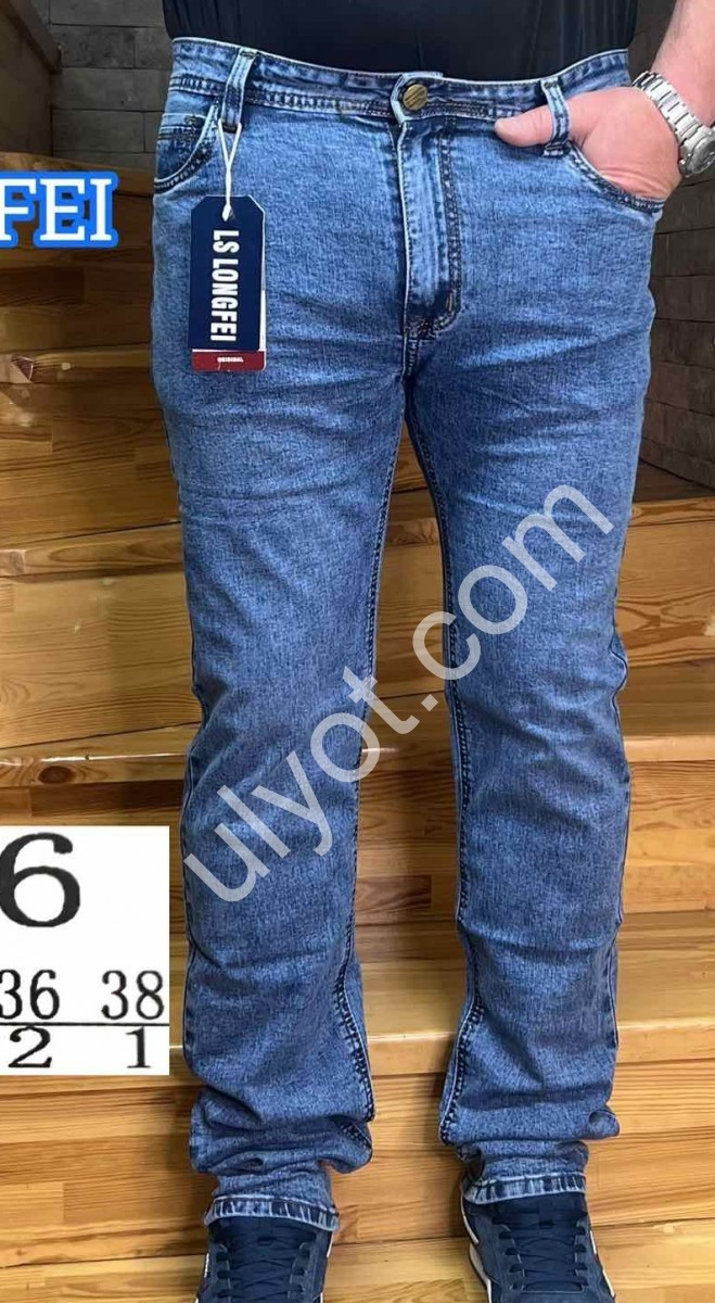 ДЖИНСЫ LONGFEI (32-38) Т.СИНИЙ 366
