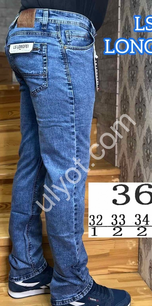 ДЖИНСЫ LONGFEI (32-38) Т.СИНИЙ 366