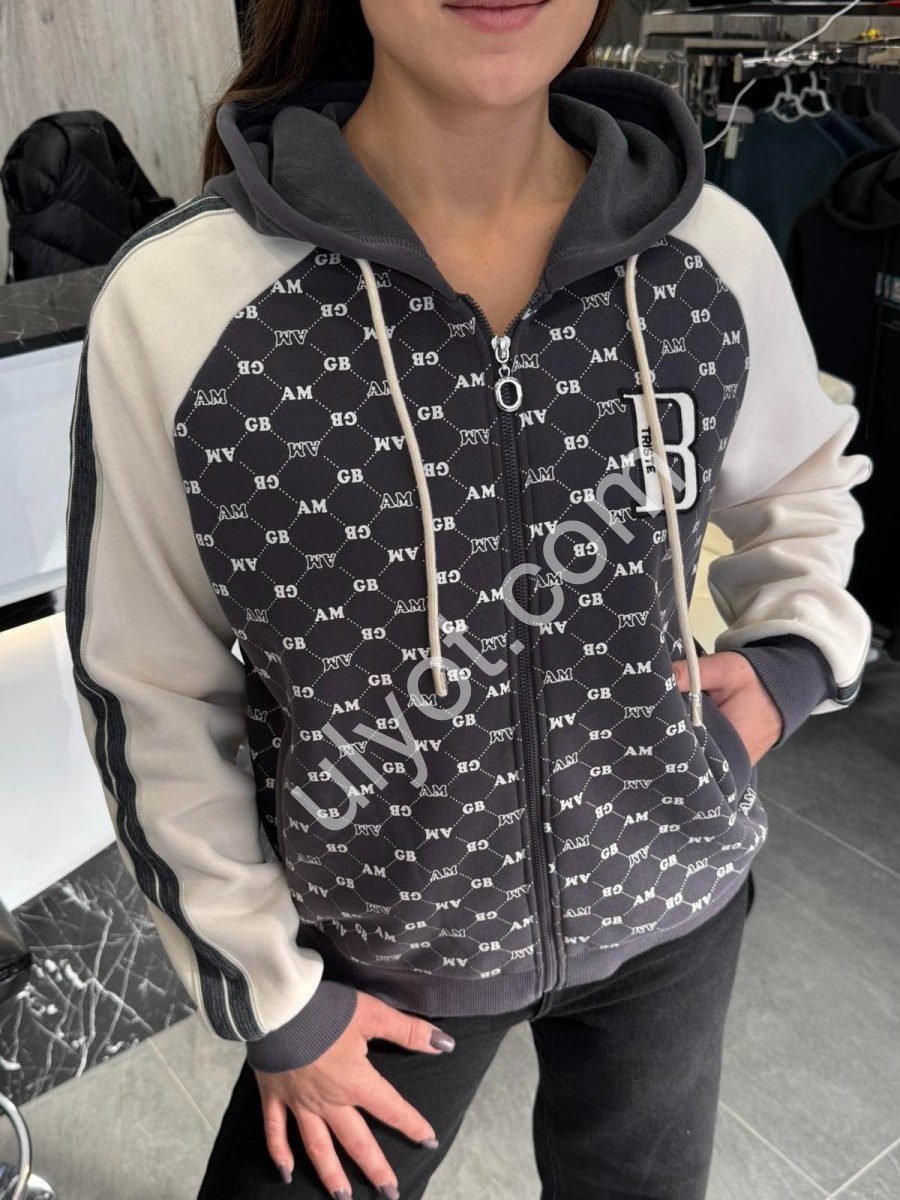 КОФТА JJF (L-4XL) Хутро Графіт 50159