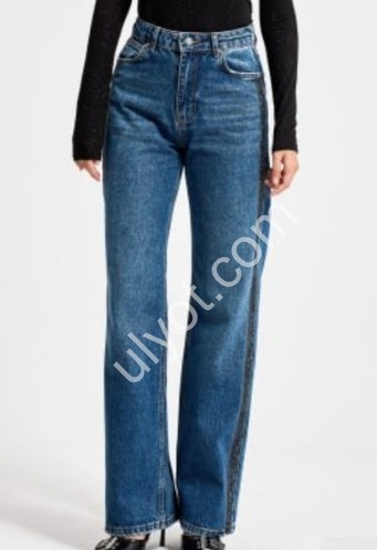 ДЖИНСЫ IT'S BASIC (34-42) СТРАЗЫ Т.СИНИЙ 4616-т/2w5/5