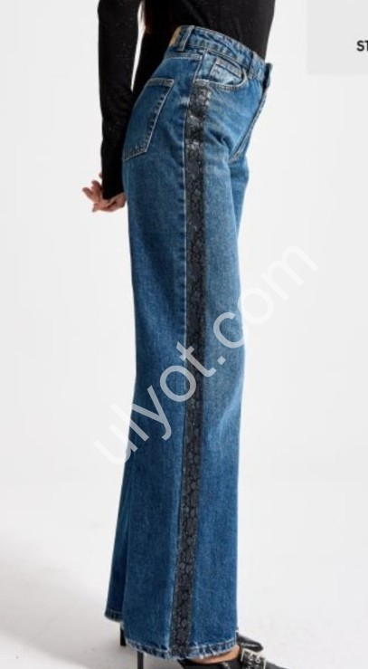 Фото 2 ДЖИНСЫ IT'S BASIC (34-42) СТРАЗЫ Т.СИНИЙ 4616-т/2w5/5