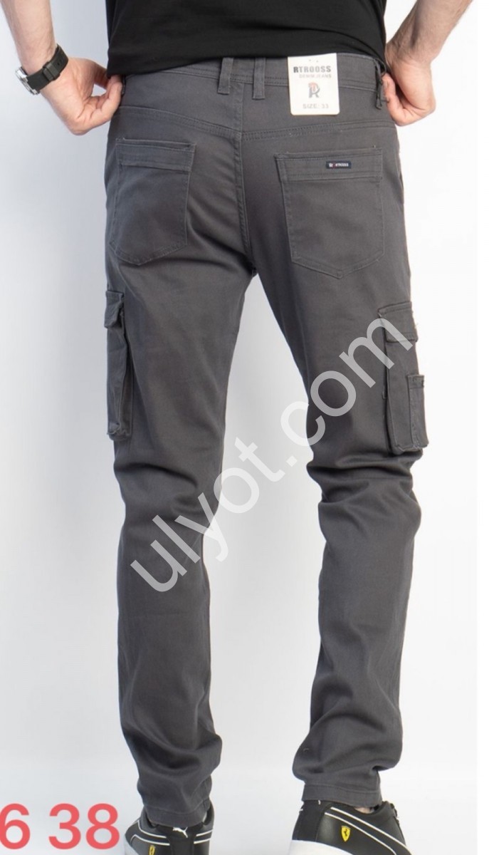 ДЖИНСИ RTROOSS (30-38) КАРГО СІРИЙ 8086-3