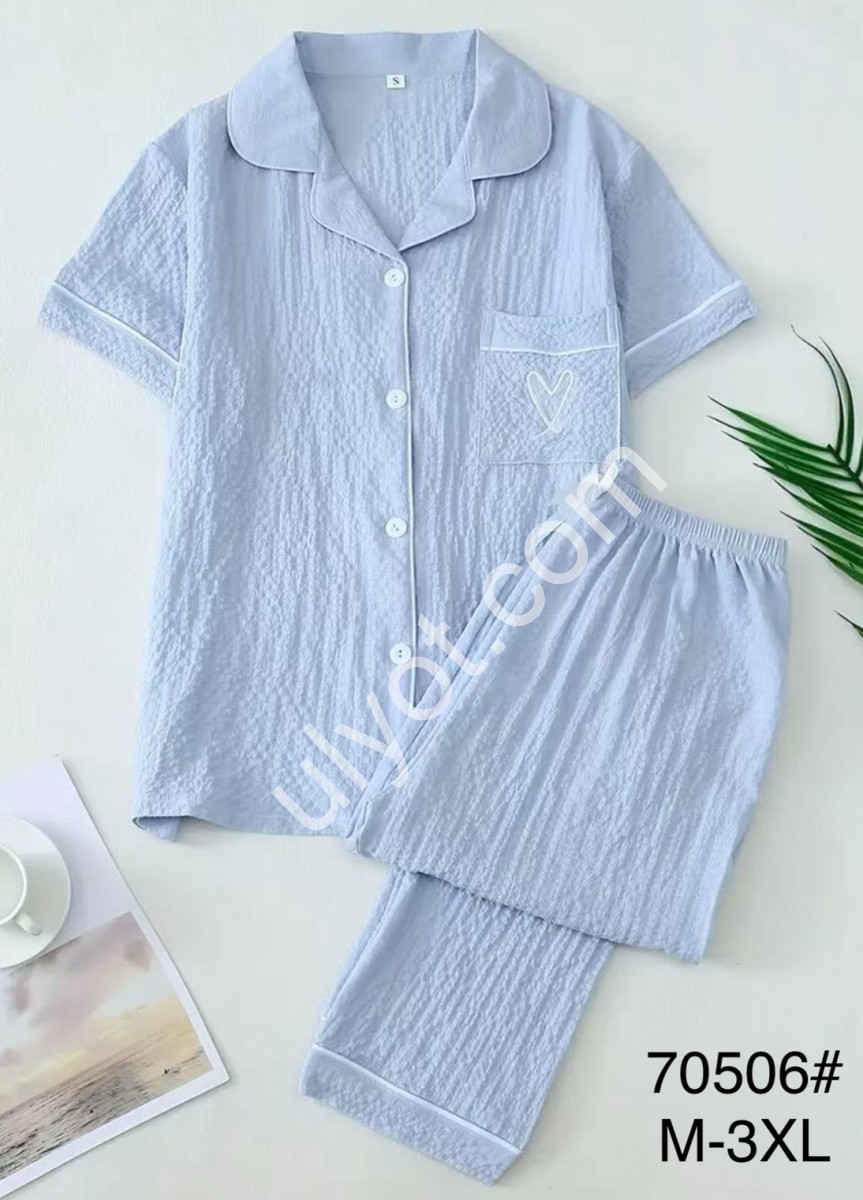 ПІЖАМА (M-3XL) БЛАКИТНИЙ 70506