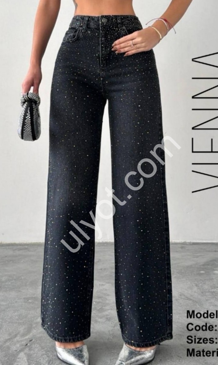 ДЖИНСЫ ZEO BASIC (34-42) СТРАЗЫ ГРАФИТ 5217