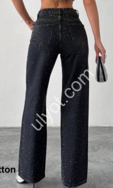 ДЖИНСЫ ZEO BASIC (34-42) СТРАЗЫ ГРАФИТ 5217