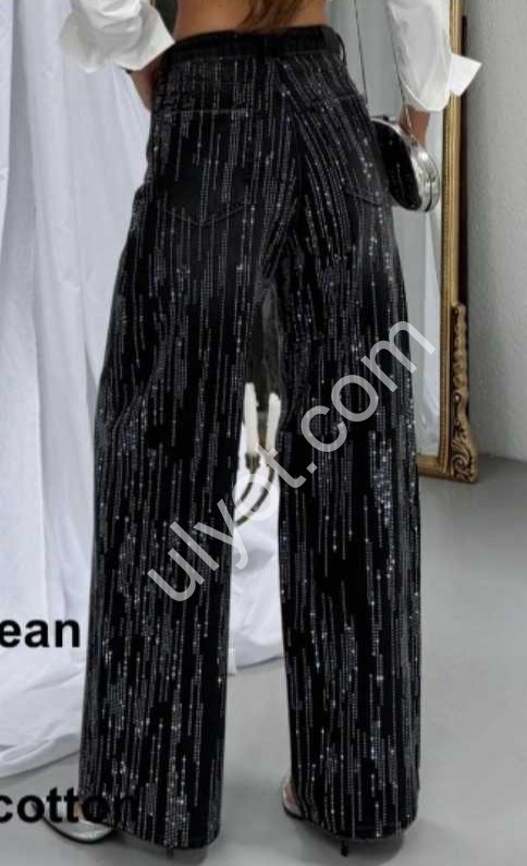 ДЖИНСЫ ZEO BASIC (34-42) СТРАЗЫ ГРАФИТ 5248