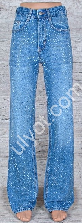 ДЖИНСЫ TOP SHOP (25-32) СТРАЗЫ ГОЛУБОЙ 1699