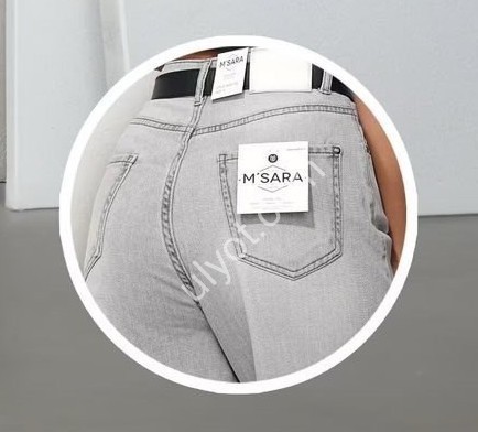 ДЖИНСЫ M.SARA (XS-XL) СЕРЫЙ 1579-E