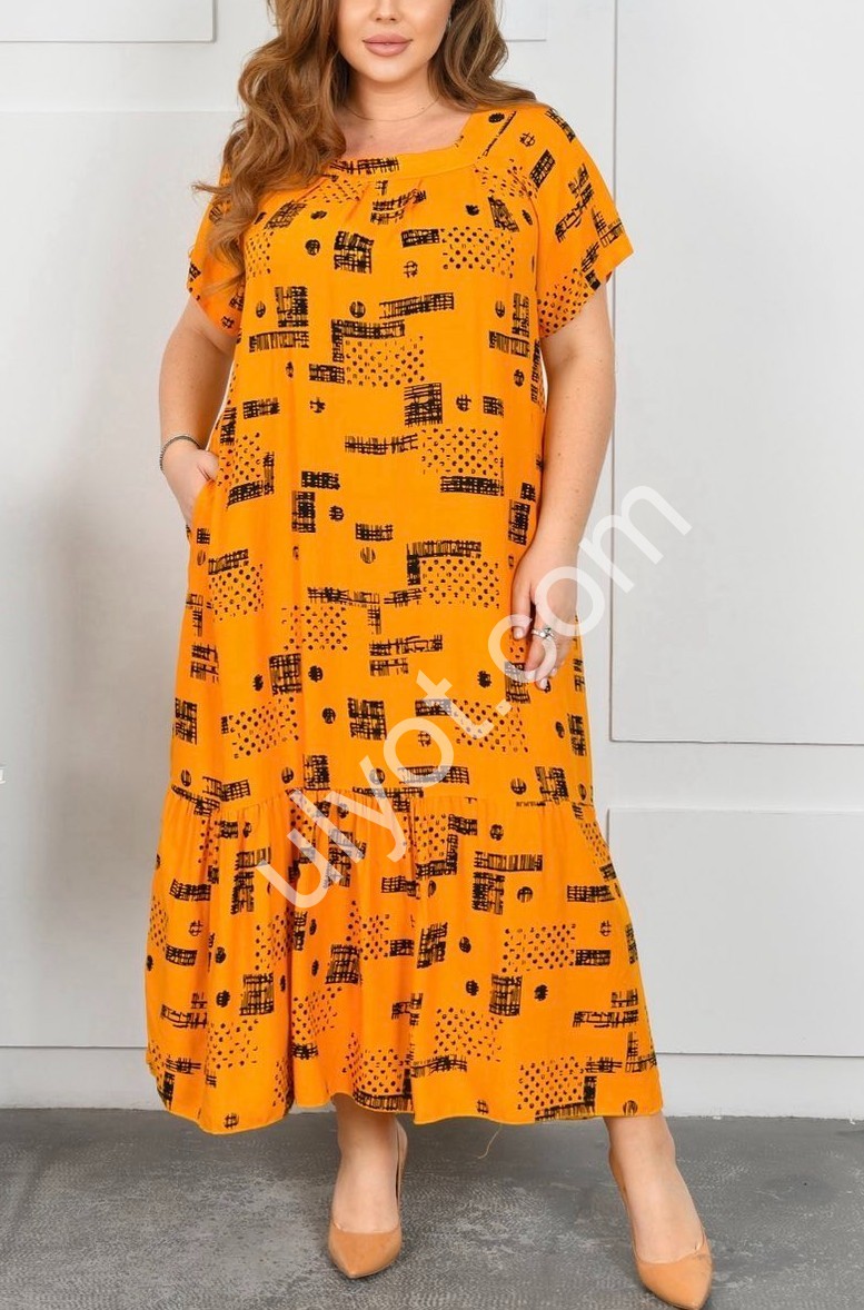 ПЛАТЬЕ (2XL-4XL) ОРАНЖЕВЫЙ A7-2