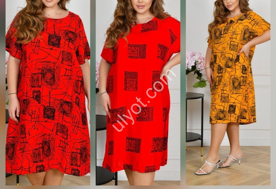 Фото 2 ПЛАТЬЕ (ONE SIZE 60-64) МИКС 083