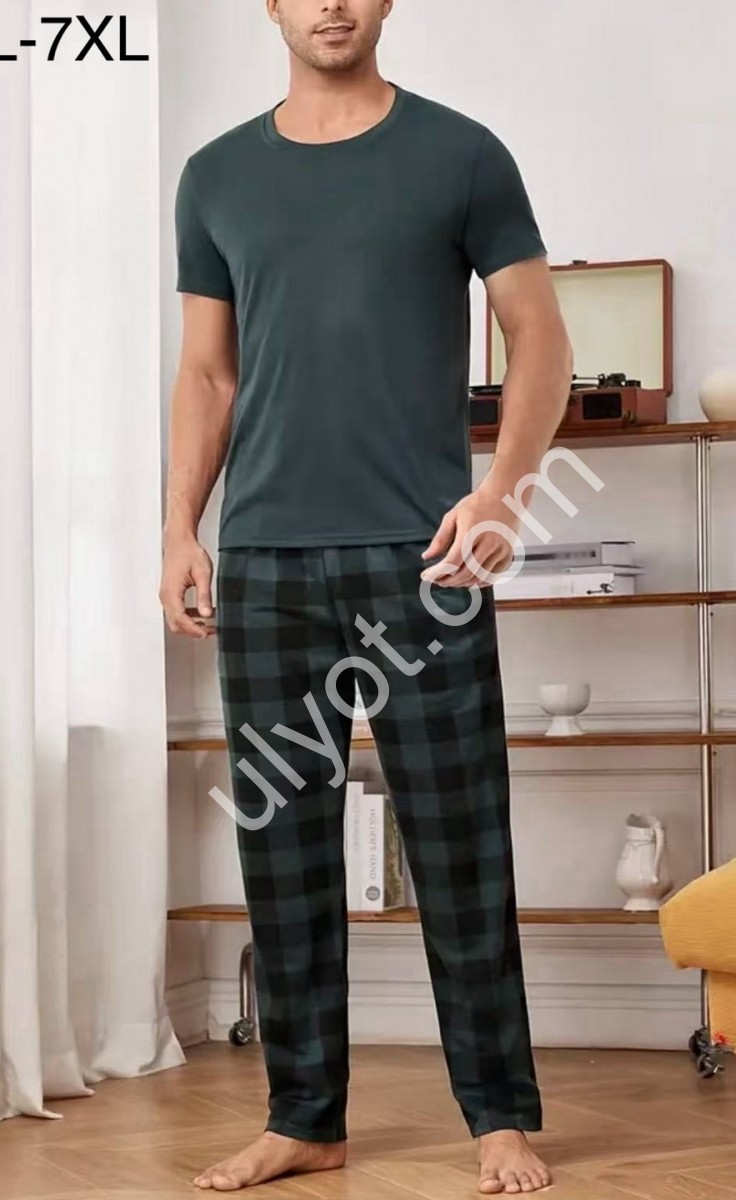 ПИЖАМА (3XL-7XL) Т.ЗЕЛЕНЫЙ 70336