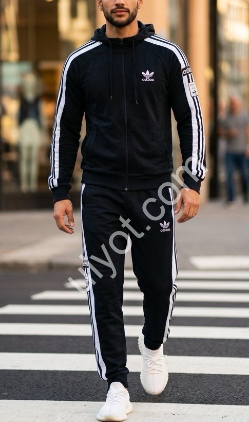 СПОРТ.КОСТЮМ A01 (48-56) МАНЖЕТ ЧОРНИЙ+БІЛИЙ