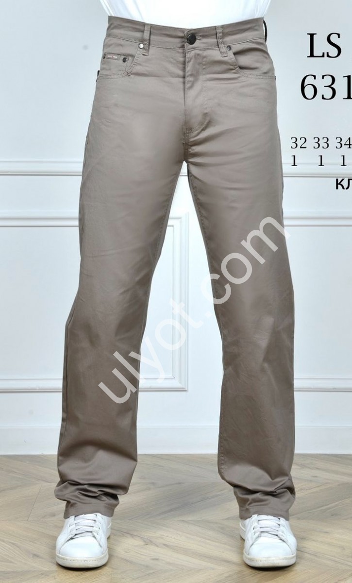 БРЮКИ LS JEANS (32-40) БЕЖ 6314B