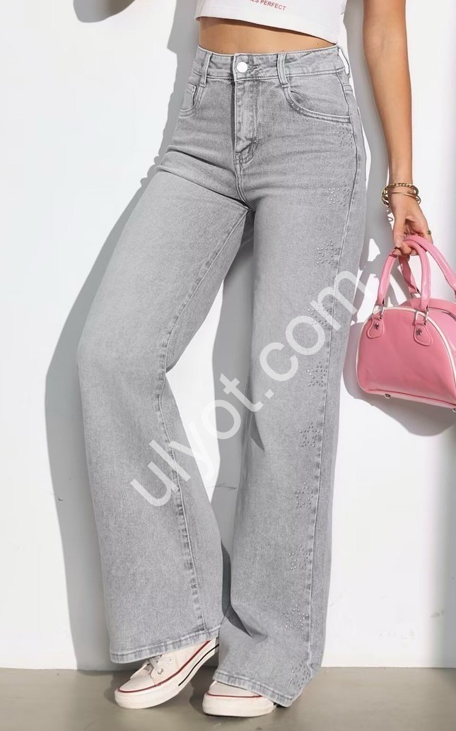 ДЖИНСЫ M.SARA (XS-XL) СВ.СЕРЫЙ 5178-D