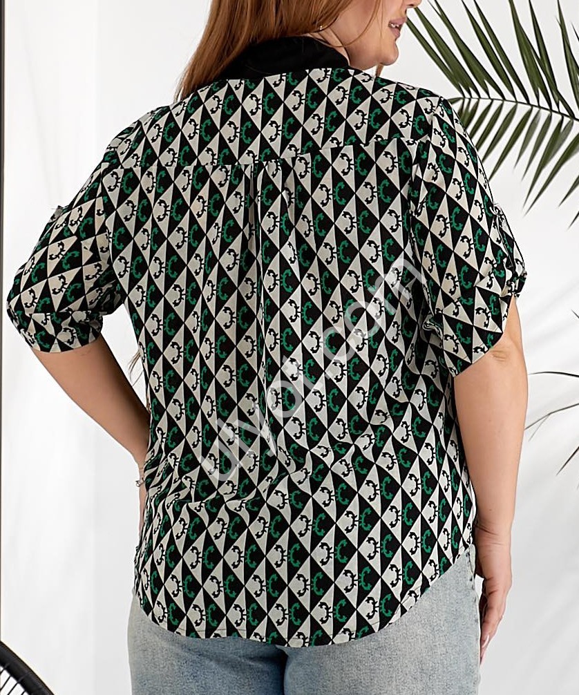 БЛУЗКА JJF (3XL-6XL) ЧОРНИЙ+БІЛИЙ 8801