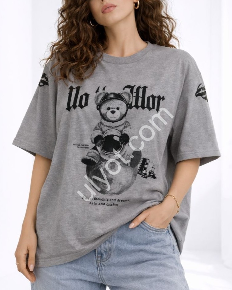 ФУТБОЛКА (ONESIZE 42-46) МИШКА СЕРЫЙ M55