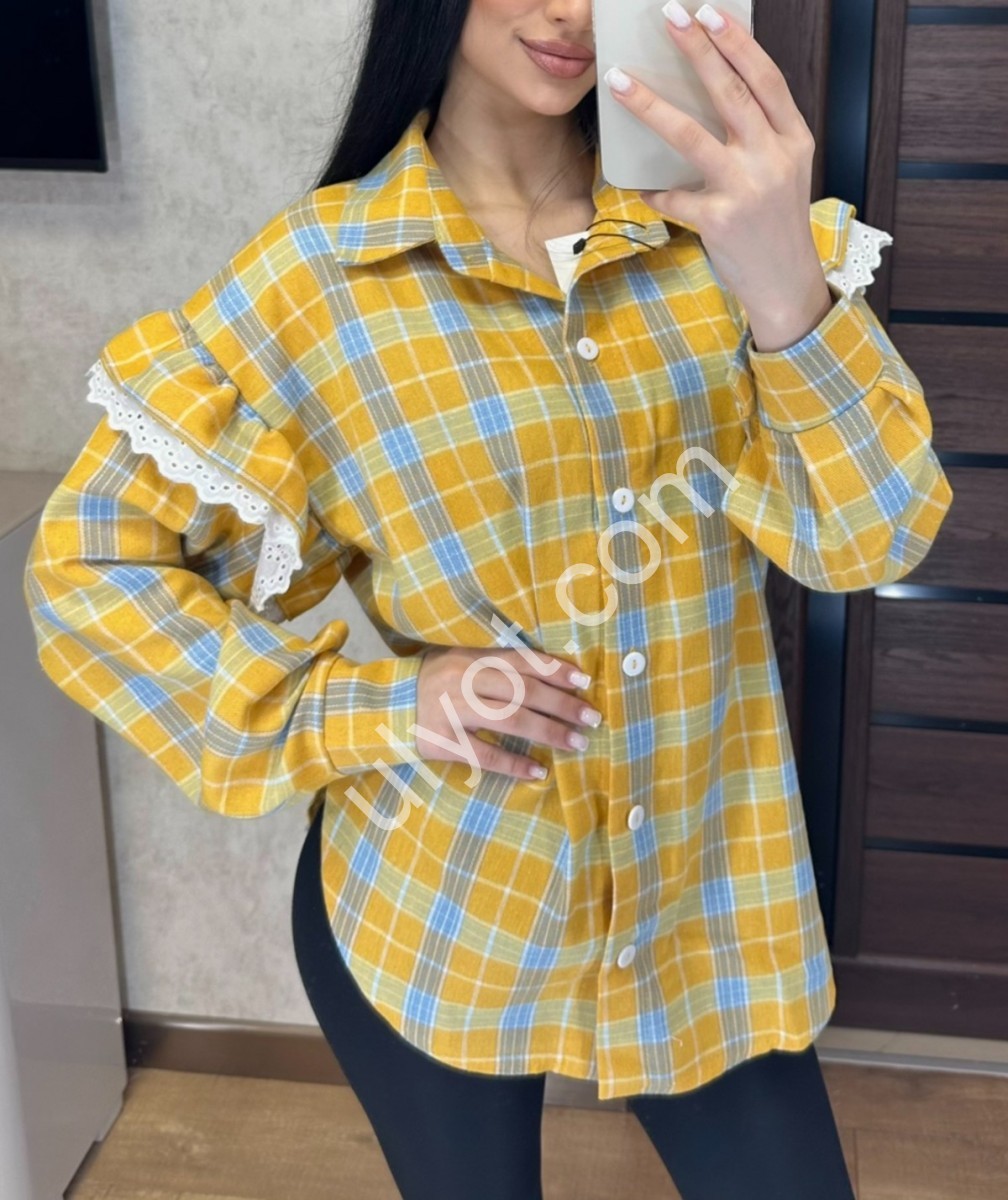 СОРОЧКА (42-52) ГІРЧИЦЯ + БЛАКИТНИЙ 10