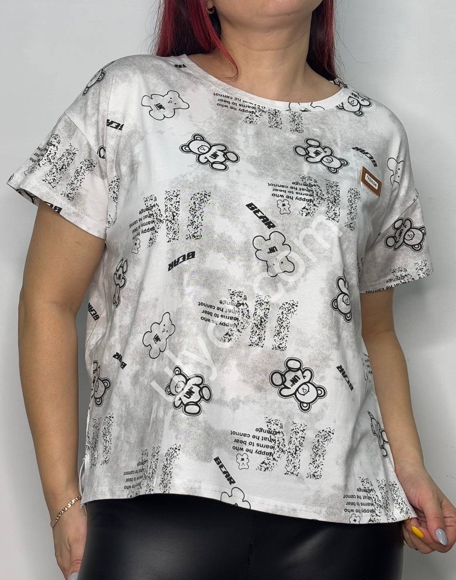 ФУТБОЛКА (ONE SIZE 46-50) МИШКИ СВ.СЕРЫЙ 