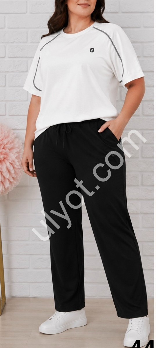 КОСТЮМ (XL-5XL) БІЛИЙ+ЧОРНИЙ 4431