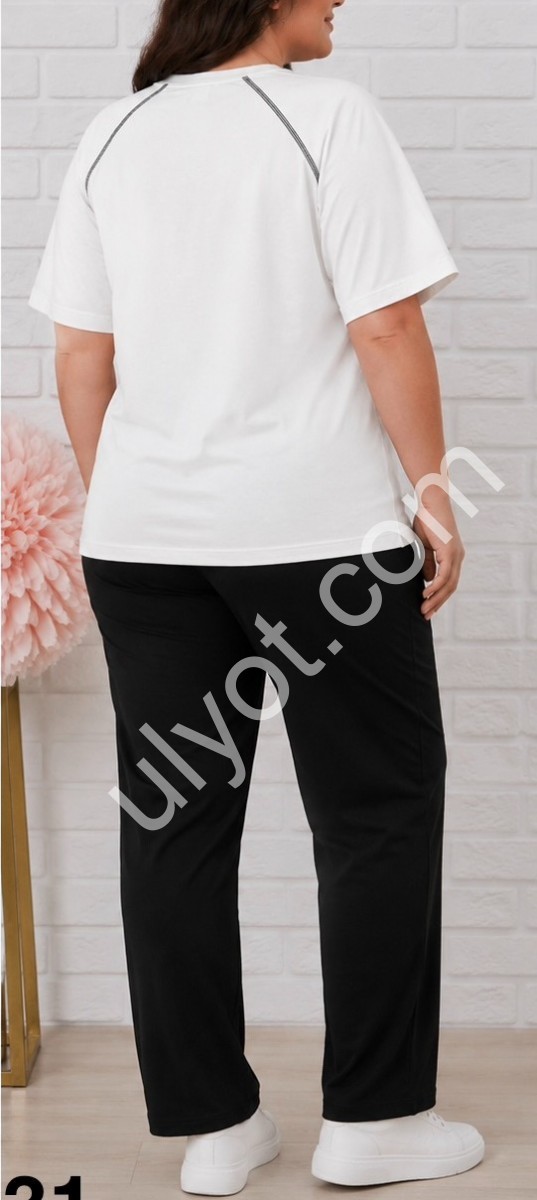КОСТЮМ (XL-5XL) БІЛИЙ+ЧОРНИЙ 4431