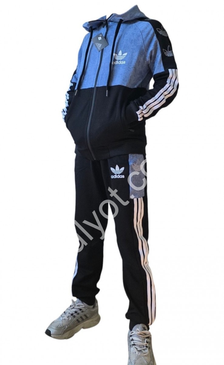СПОРТ.КОСТЮМ A01 (36-44) МАНЖЕТ ЧЕРНЫЙ+СЕРО-СИНИЙ 