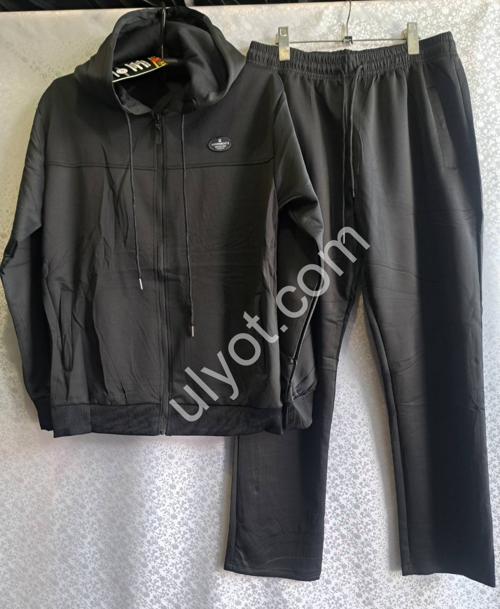 СПОРТ.КОСТЮМ (M-3XL) ПРЯМОЙ ЧЕРНЫЙ 6653