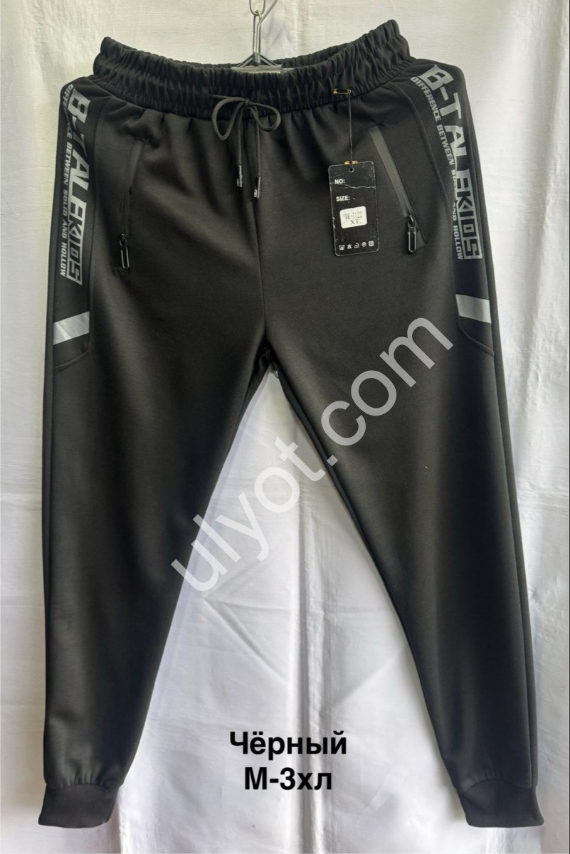 СПОРТ.ШТАНЫ (M-3XL) МАНЖЕТ ЧЕРНЫЙ 2811