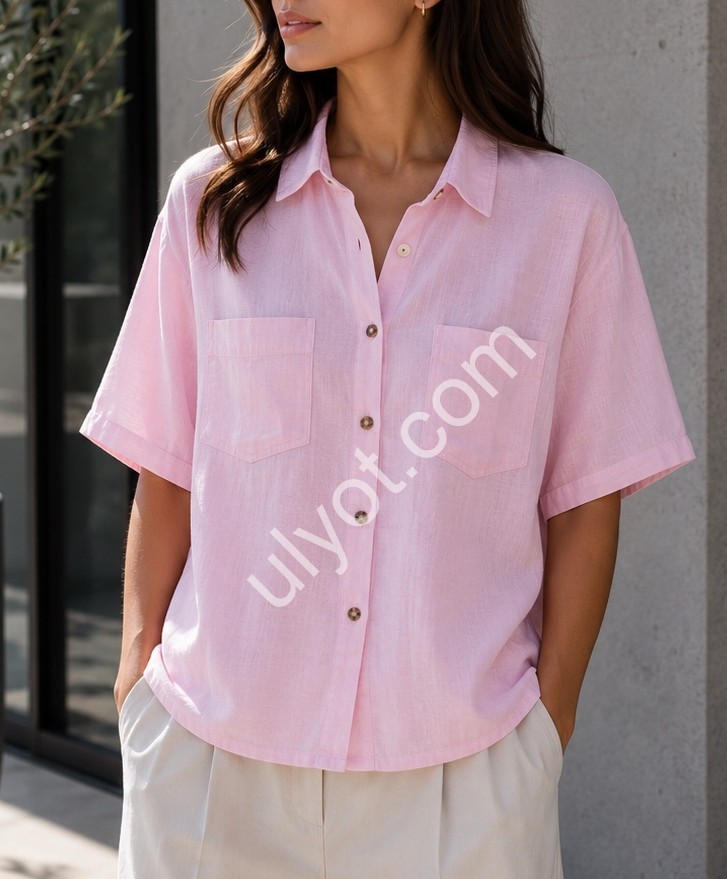 РУБАШКА (S-XL) РОЗОВЫЙ R4408
