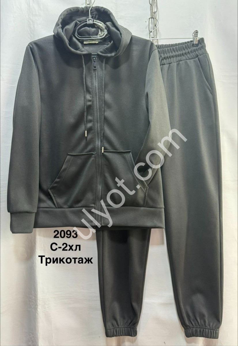 СПОРТ.КОСТЮМ (S-2XL) МАНЖЕТ ЧЕРНЫЙ 2093