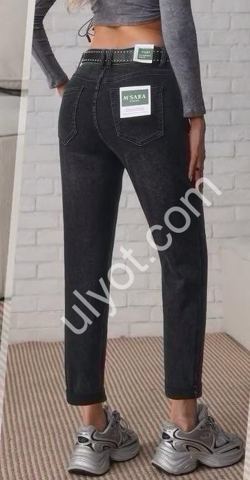ДЖИНСЫ M.SARA (XS-XL) Т.СЕРЫЙ 5567-B