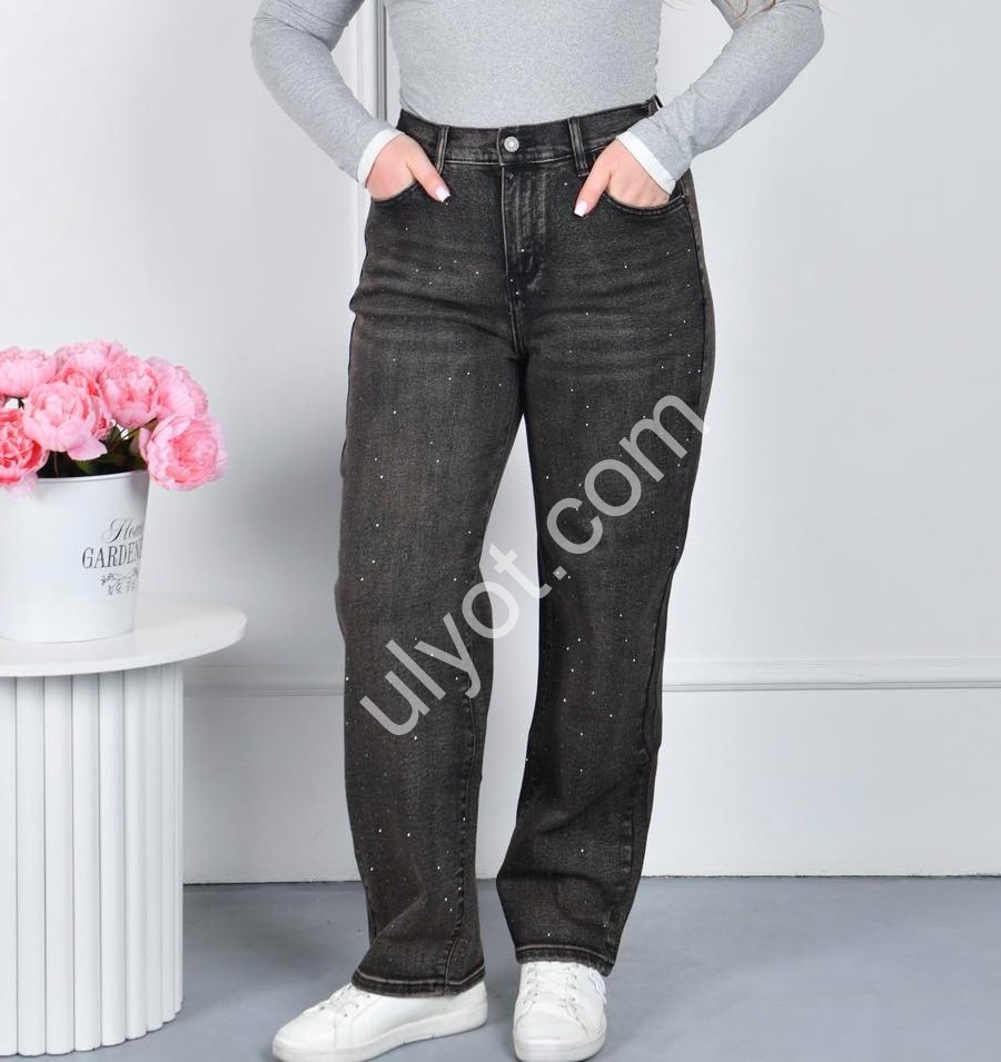 ДЖИНСЫ LDM (32-42) КАМНИ Т.СЕРЫЙ 0398