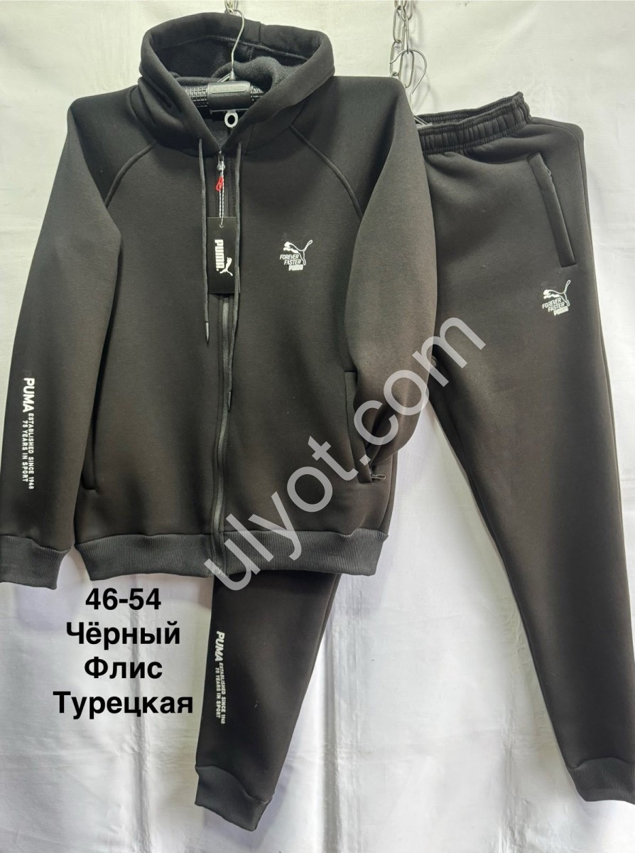 СПОРТ.КОСТЮМ P15 (46-54) ФЛИС МАНЖЕТ ЧЕРНЫЙ 