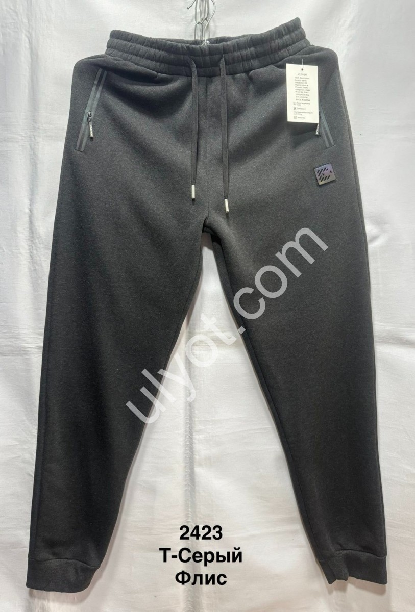 СПОРТ.ШТАНИ (XL-5XL) ФЛІС МАНЖЕТ Т.СІРИЙ 2423