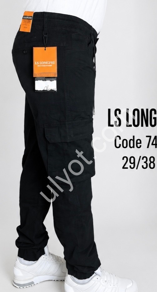 ДЖИНСЫ LONGFEI (29-38) КАРГО ЧЕРНЫЙ 741