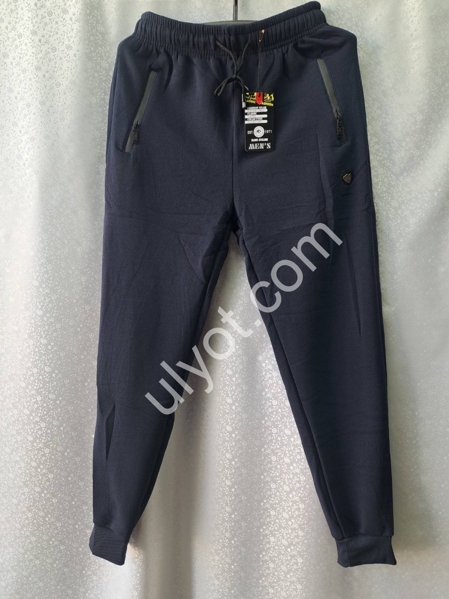 СПОРТ.ШТАНЫ (M-3XL) ФЛИС МАНЖЕТ Т.СИНИЙ 2603