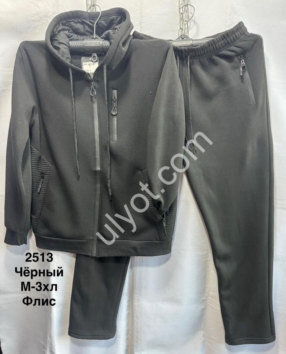 СПОРТ.КОСТЮМ (M-3XL) ФЛІС ПРЯМИЙ ЧОРНИЙ 2513