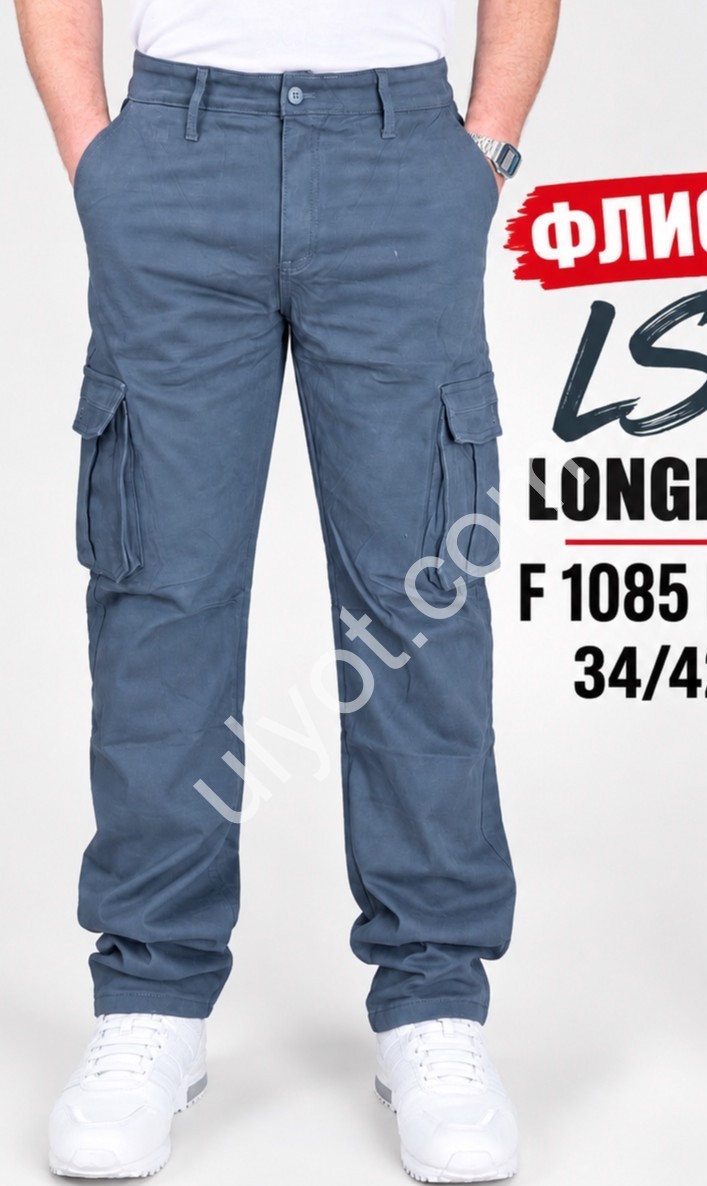 ДЖИНСИ LONGFEI (34-42) ФЛІС СЕРО-СИНІЙ F1085D-1