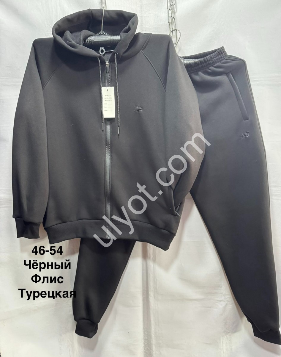 СПОРТ.КОСТЮМ NB02 (46-54) ФЛИС МАНЖЕТ ЧЕРНЫЙ 