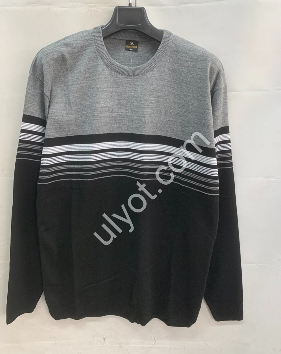 СВИТЕР (3XL-5XL) ЧЕРНЫЙ+СЕРЫЙ M1023