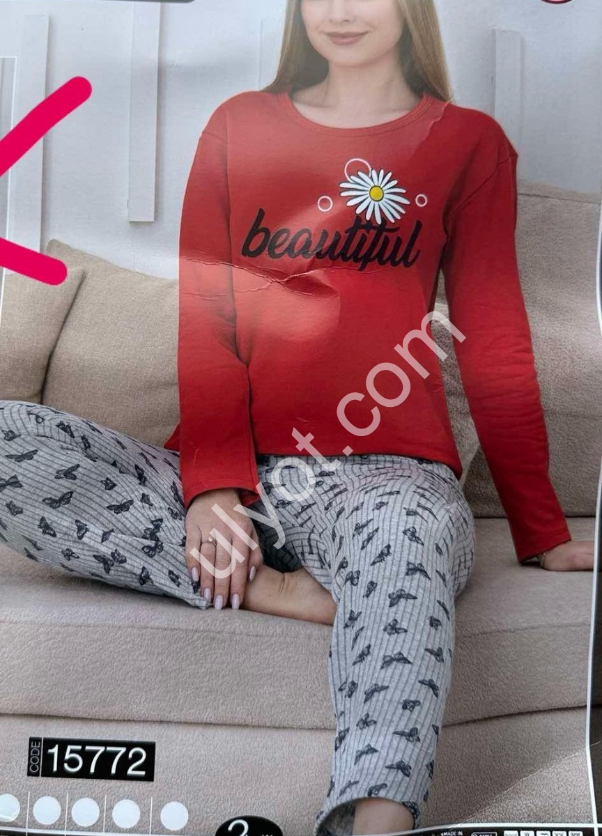 ПИЖАМА (M-3XL) БАЙКА МИКС 15772