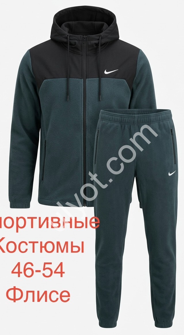 СПОРТ.КОСТЮМ N02 (46-54) ФЛИС МАНЖЕТ ЗЕЛЕНЫЙ 