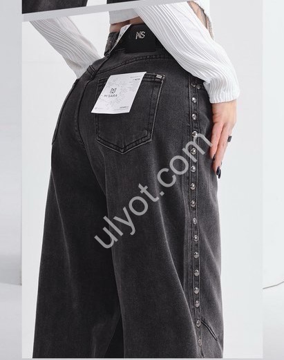 ДЖИНСЫ M.SARA (XS-XL) ГРАФИТ 1839-C