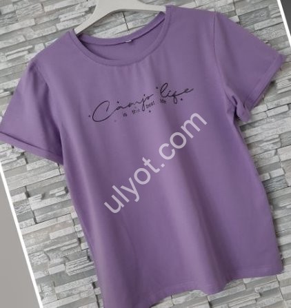 ФУТБОЛКА НАДПИСЬ-2 (S-XL) СИРЕНЕВЫЙ 